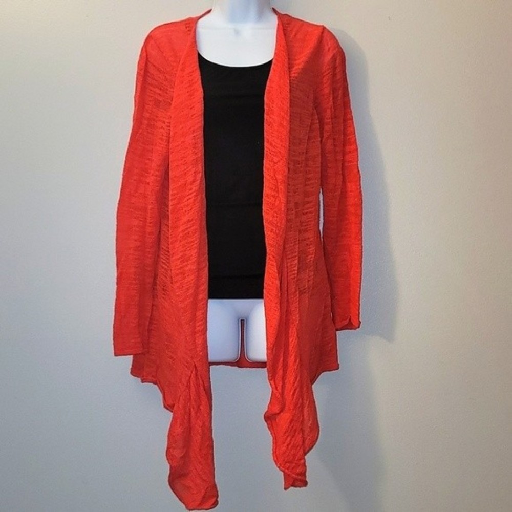 DKNYC Coral Cascading Waterfall Open Front Cardigan Size Medium